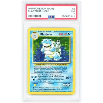 Blastoise 1999 Pokemon Base Set Unlimited Holo Rare #2 PSA Authenticated 7 Card