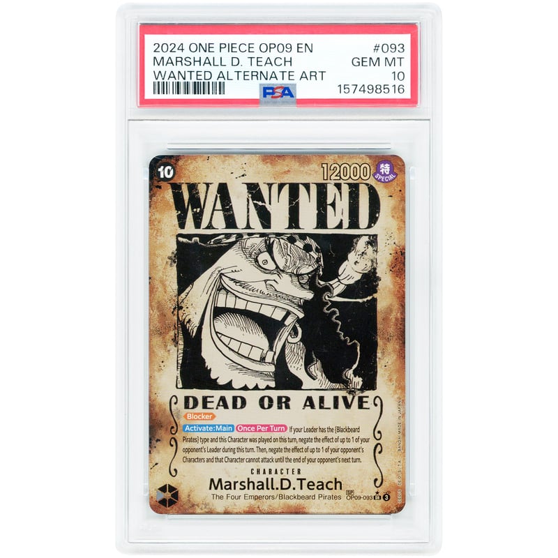 Marshall D. Teach 2024 One Piece Emperors in the New World Wanted Poster #OP09-093 PSA Authenticated 10 Card