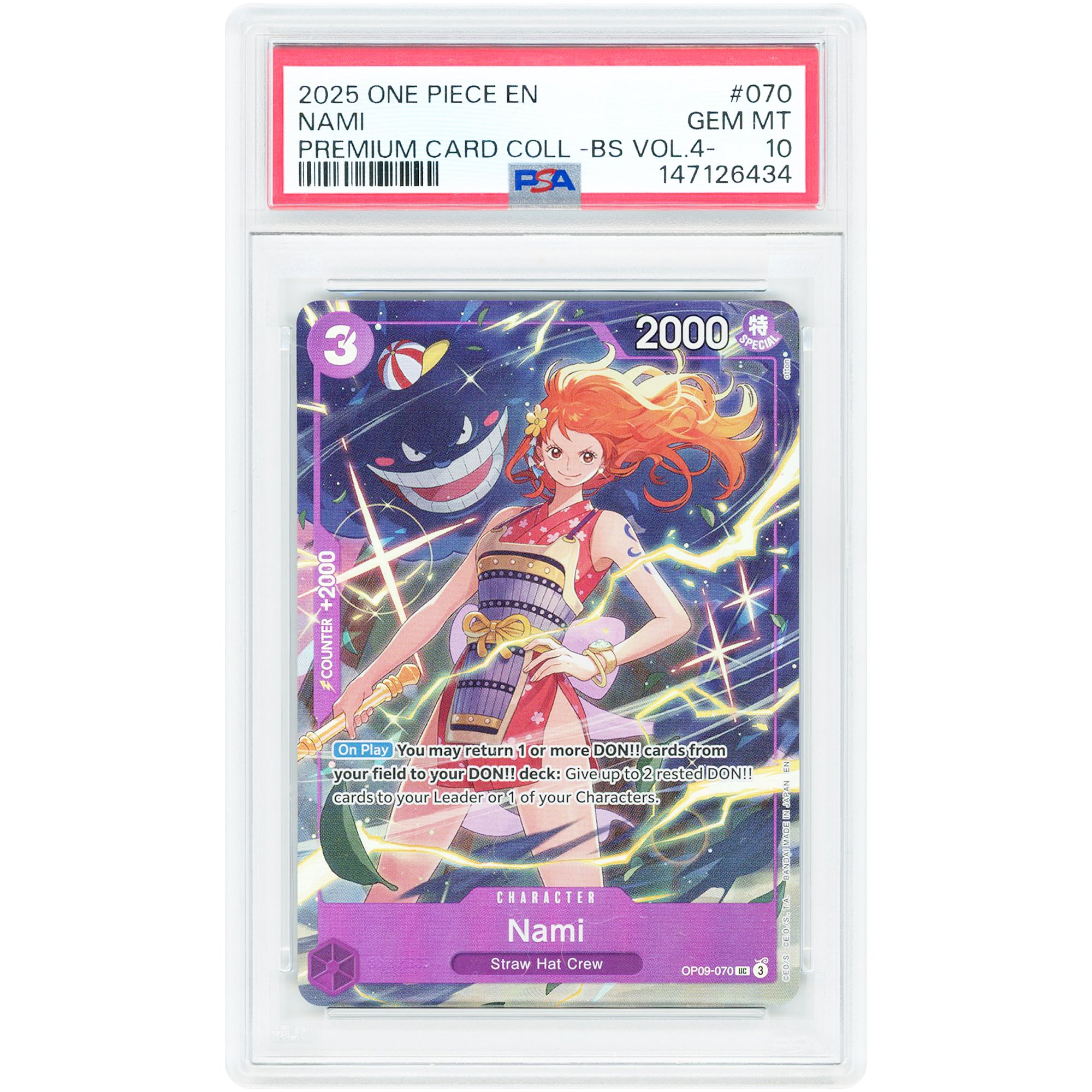 Nami 2025 One Piece Promo Premium Card Collection Best Selection Vol 4 #OP09-070 PSA Authenticated 10 Card