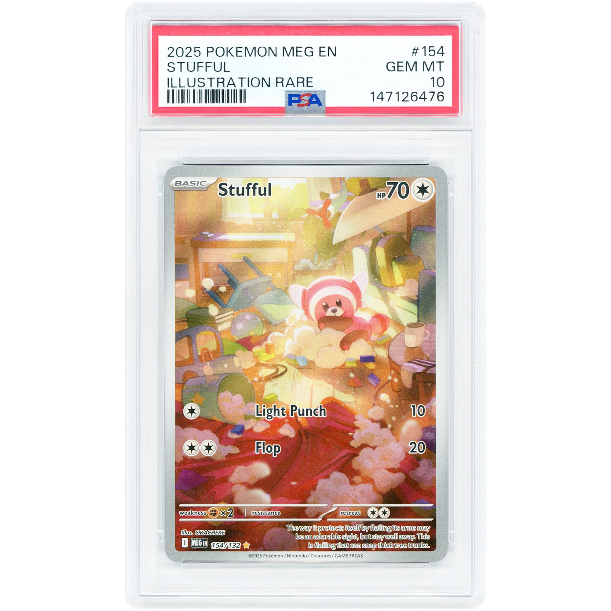Stufful 2025 Pokemon Mega Evolution Illustration Rare #154 PSA Authenticated 10 Card