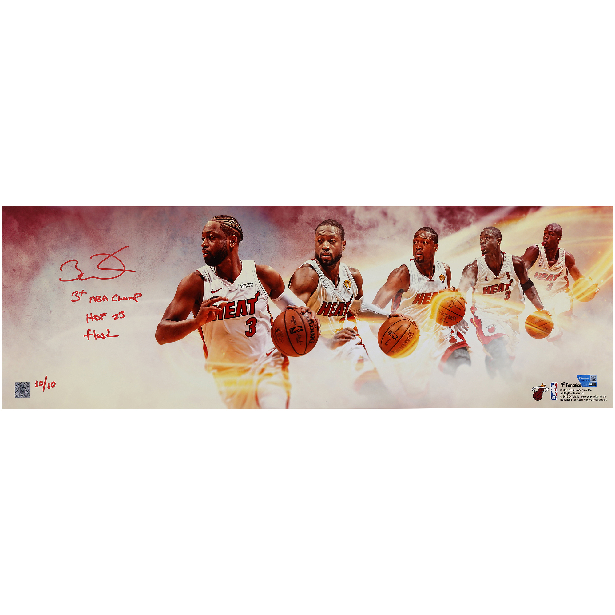 Dwyane Wade Miami Heat Autographed 10" x 30" Timeline Panoramic Photograph with Multiple Inscriptions - Limited Edition #10/10