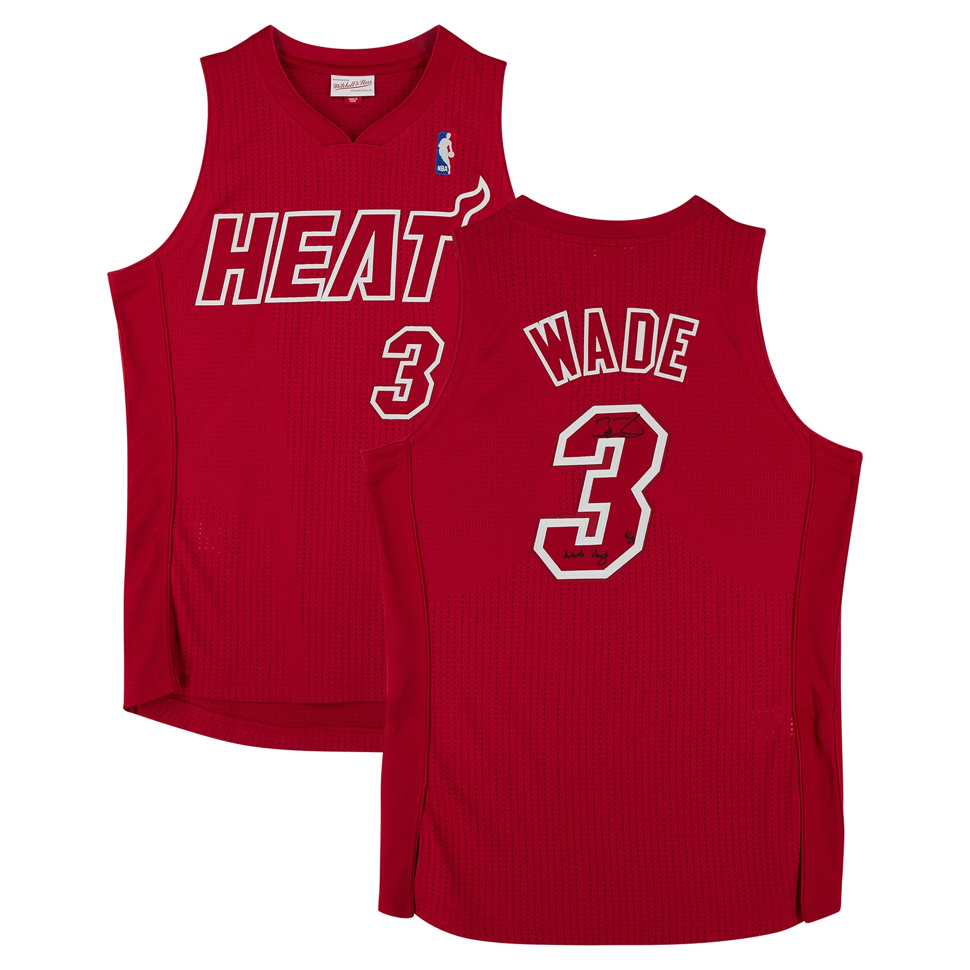Dwyane Wade Miami Heat Autographed Red Mitchell & Ness 2012 Christmas Edition Authentic Jersey with "Wade County" Inscription - Limited Edition of 10