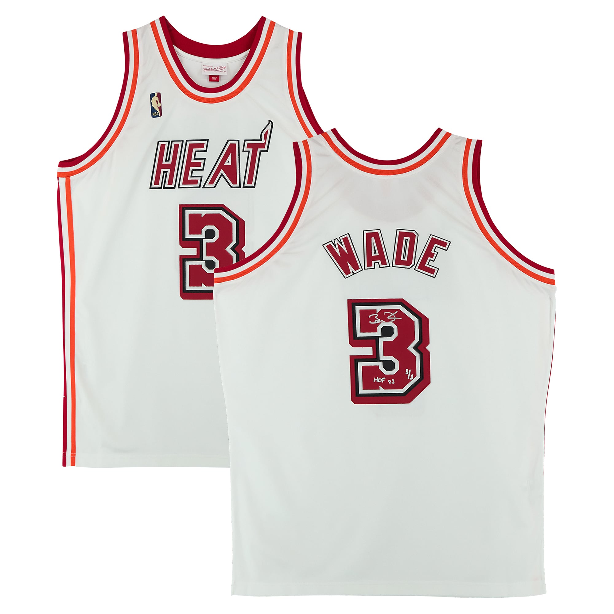 Dwyane Wade Miami Heat signiertes weißes Mitchell & Ness Hardwood Classics 2007 Authentic Jersey mit der Aufschrift „HOF 23“ – Limitierte Auflage Nr. 3/5
