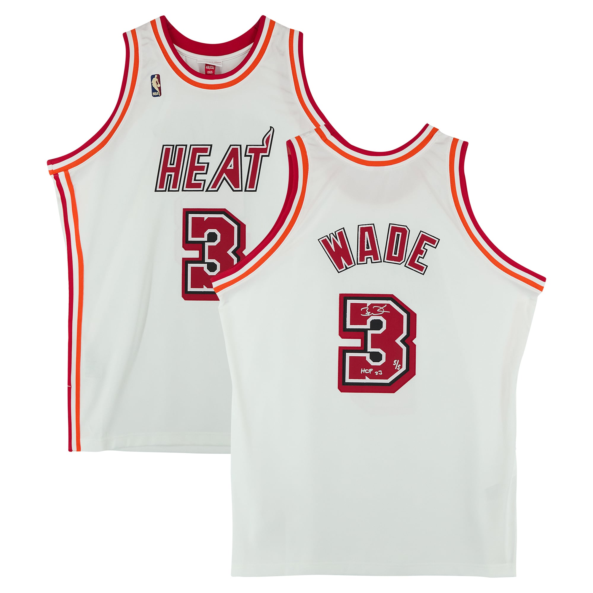 Dwyane Wade Miami Heat Autographed White Mitchell & Ness Hardwood Classics 2007 Authentic Jersey with "HOF 23" Inscription - Limited Edition #5/5