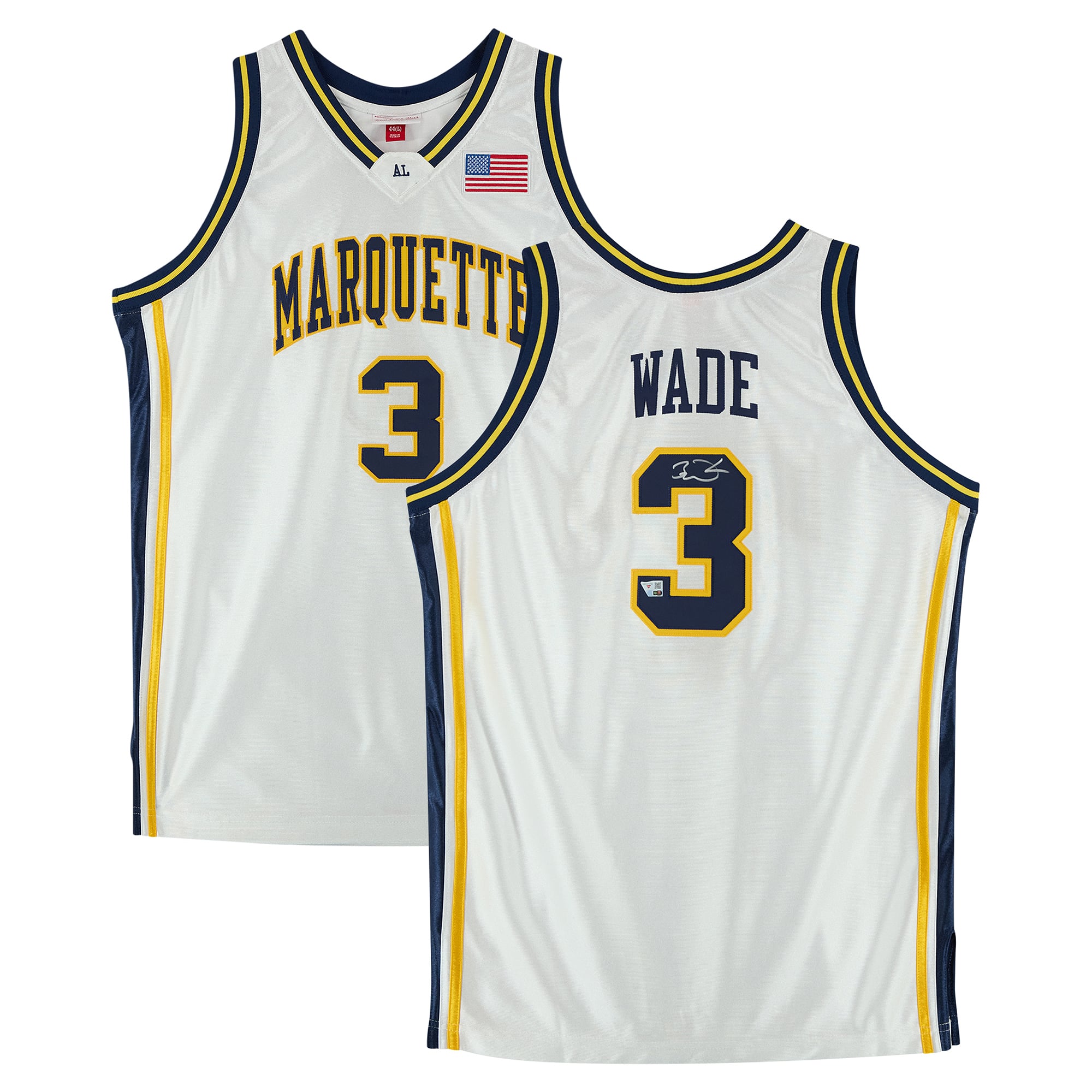 Dwyane Wade Marquette Golden Eagles Autographed White Mitchell & Ness 2002 Authentic Jersey