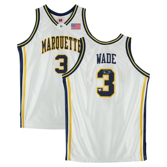 Dwyane Wade Marquette Golden Eagles Autographed White Mitchell & Ness 2002 Authentic Jersey