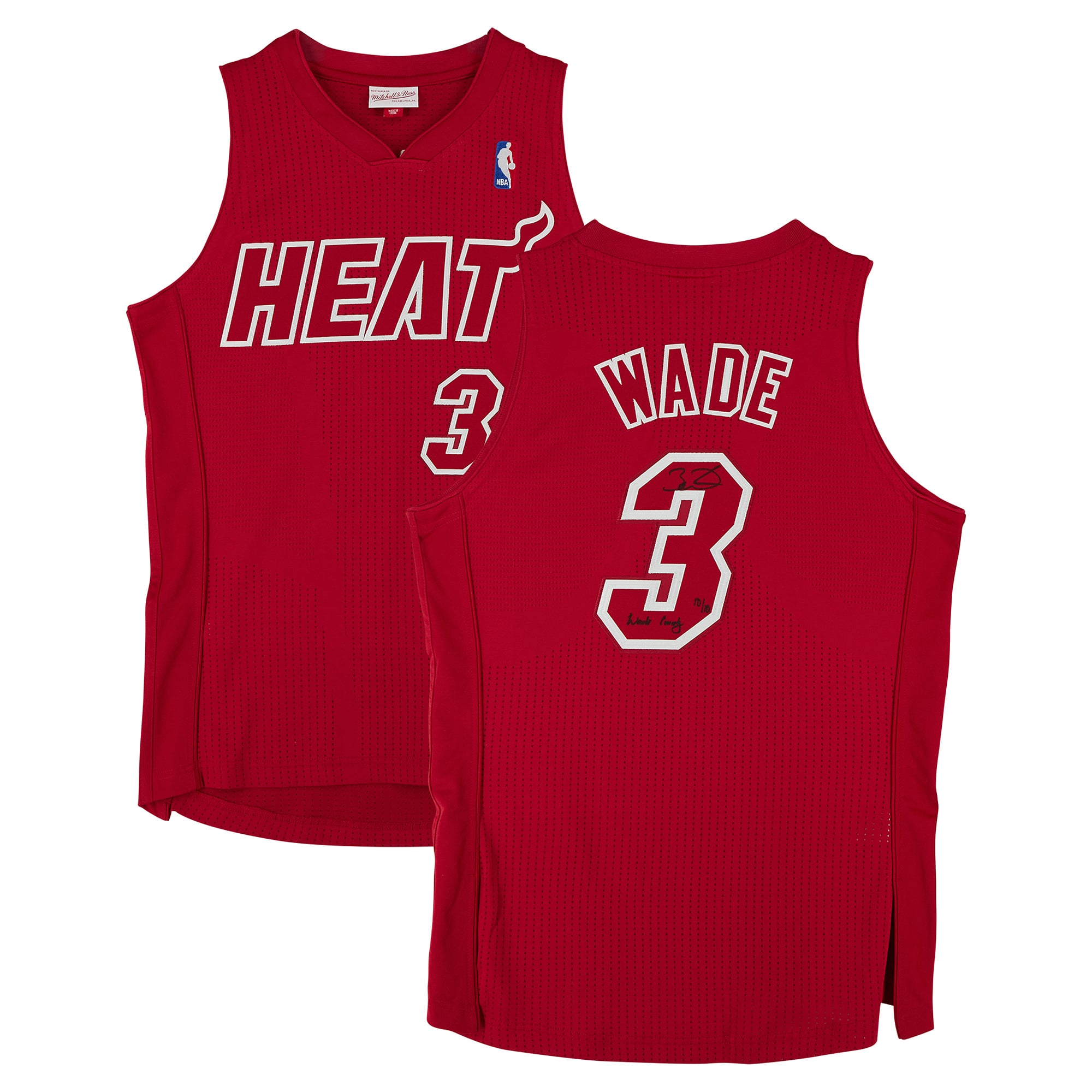 Dwyane Wade Miami Heat signiertes rotes Mitchell & Ness 2012 Christmas Edition Authentic Jersey mit "Wade County"-Aufschrift - Limitierte Auflage Nr. 10/10