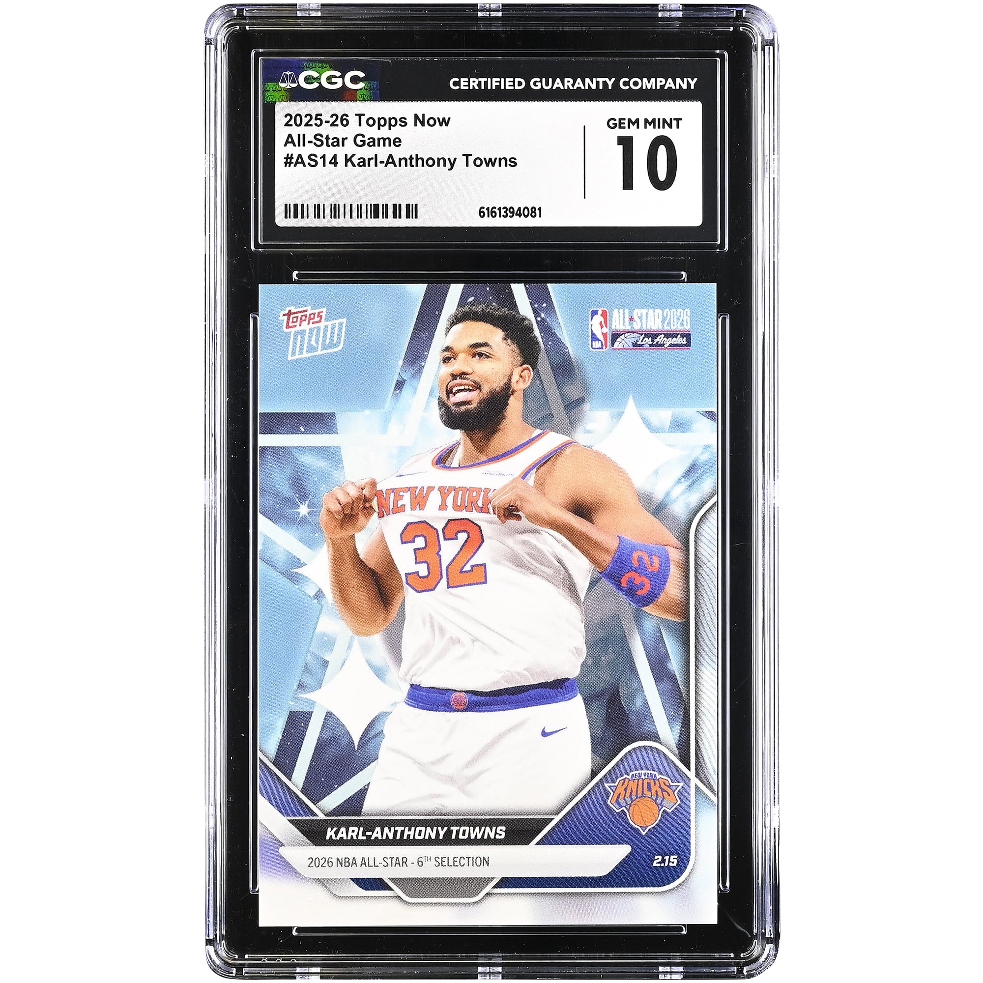 Karl-Anthony Towns New York Knicks 2025-26 Topps Now All-Star Game #AS14 CGC Authenticated 10 Card