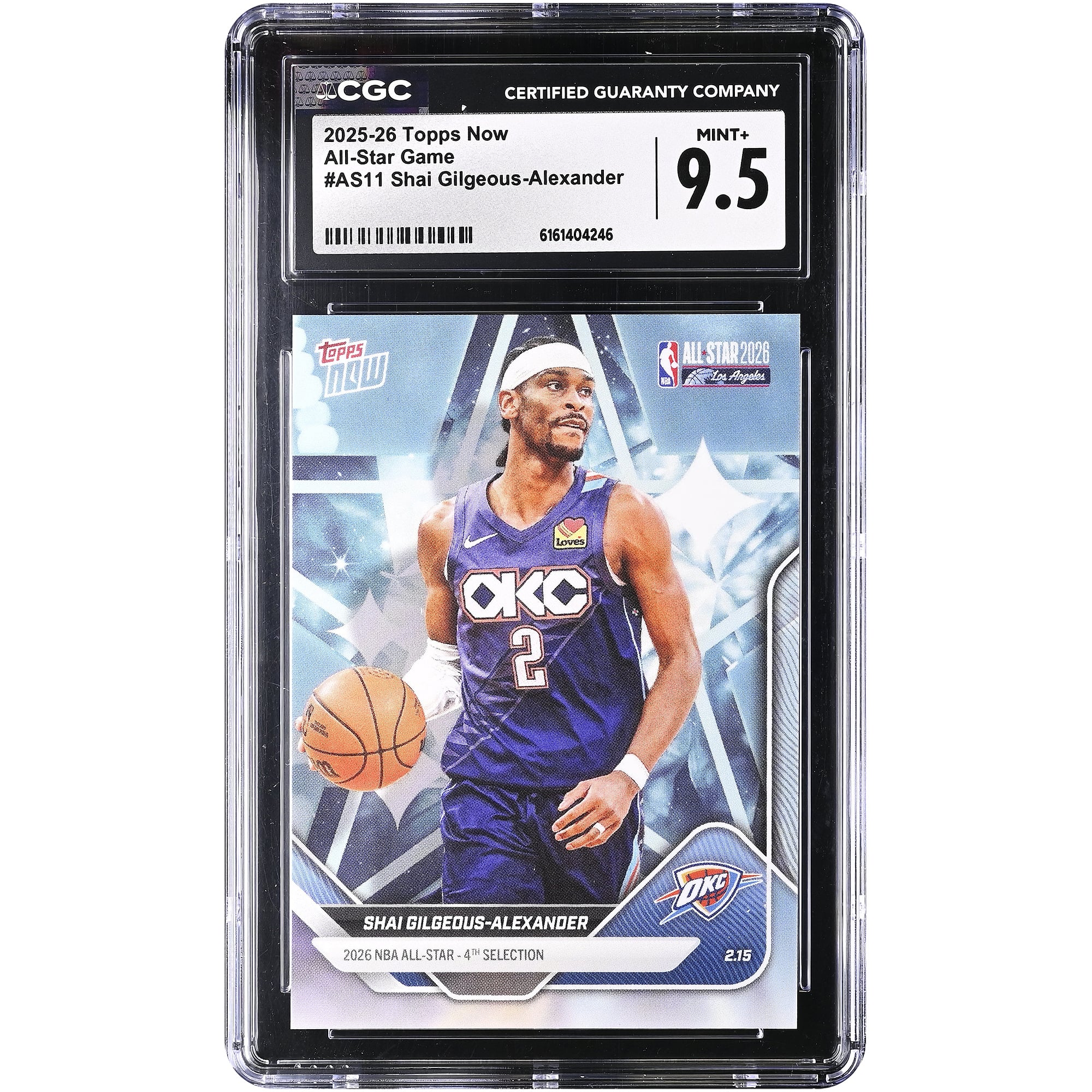 Tarjeta de Shai Gilgeous-Alexander de los Oklahoma City Thunder, temporada 2025-26, Topps Now All-Star Game #AS11, autenticada por CGC, calificación 9.5.