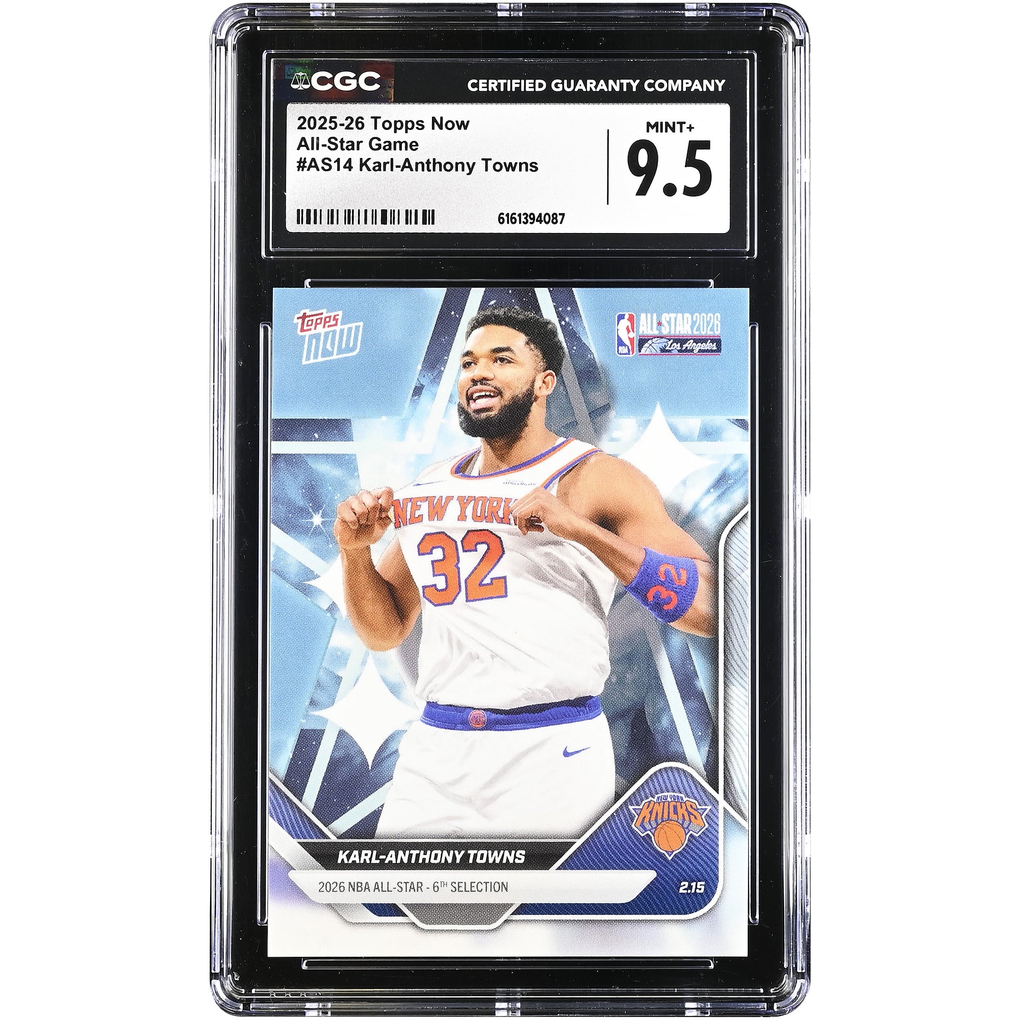 Karl-Anthony Towns New York Knicks 2025-26 Topps Now All-Star Game #AS14 CGC Authenticated 9.5 Card