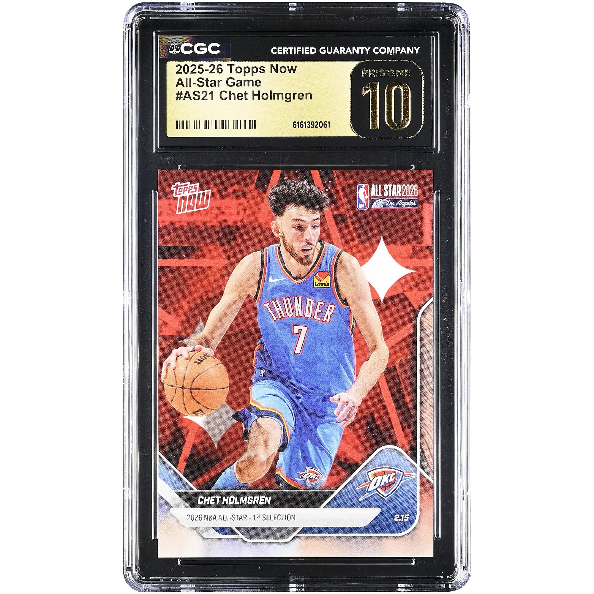 Tarjeta Chet Holmgren Oklahoma City Thunder 2025-26 Topps Now All-Star Game #AS21 Autenticada por CGC EN PERFECTO ESTADO