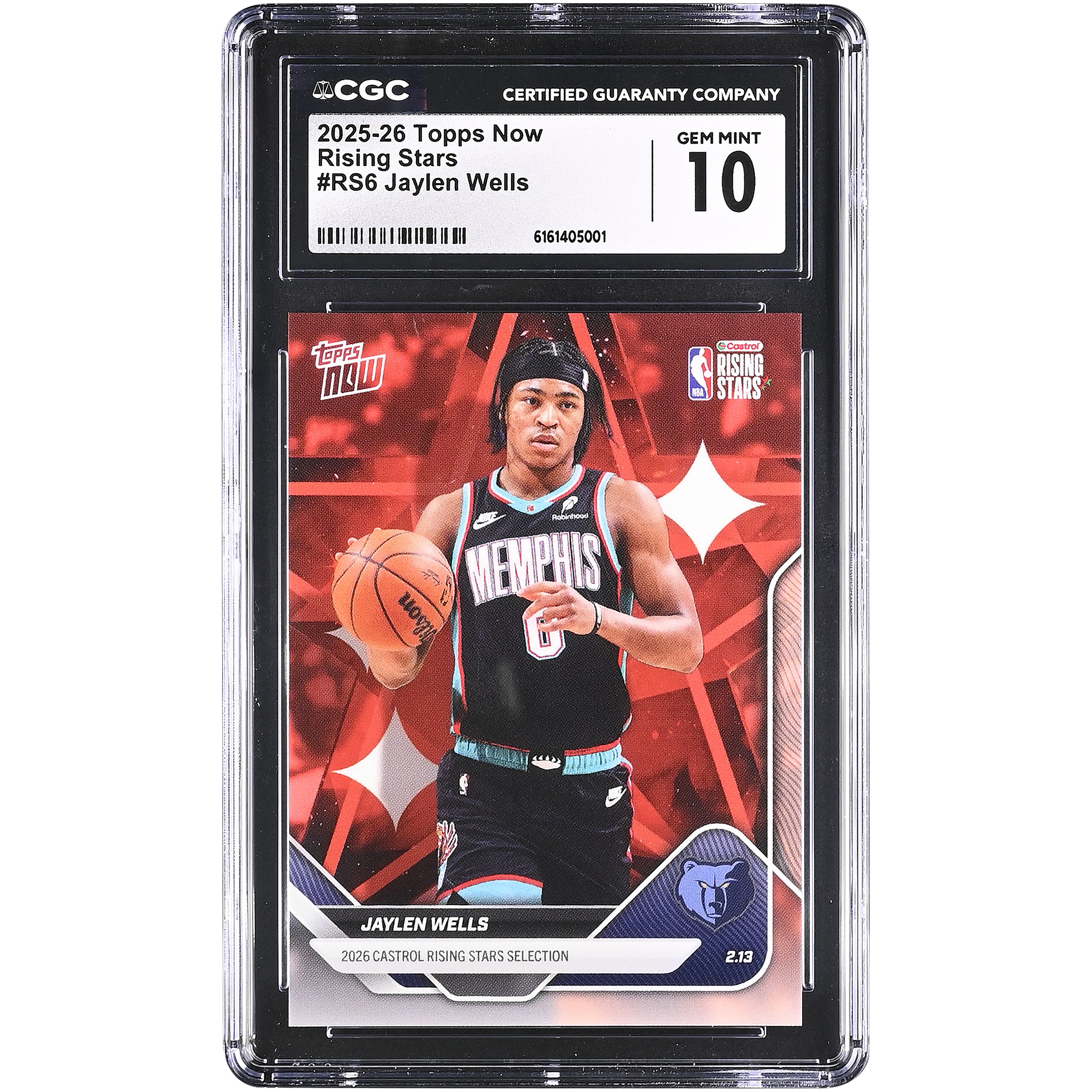 Jaylen Wells Memphis Grizzlies 2025-26 Topps Now Rising Stars #RS6 CGC Authenticated 10 Card