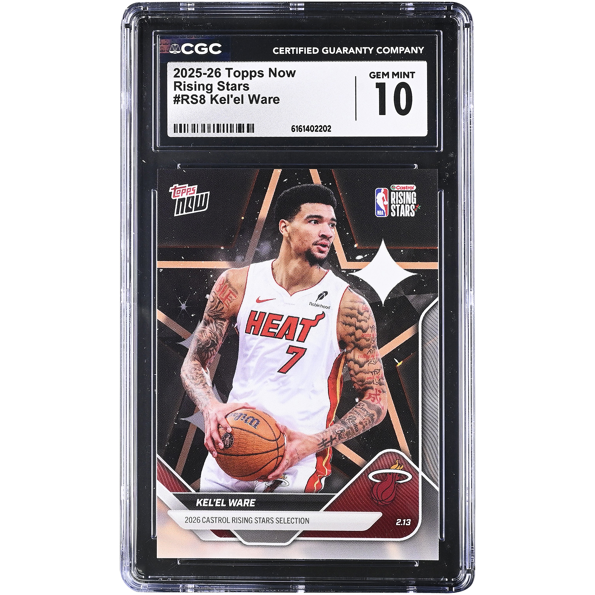 Kel'el Ware Miami Heat 2025-26 Topps Now Rising Stars #RS8 CGC Authenticated 10 Card