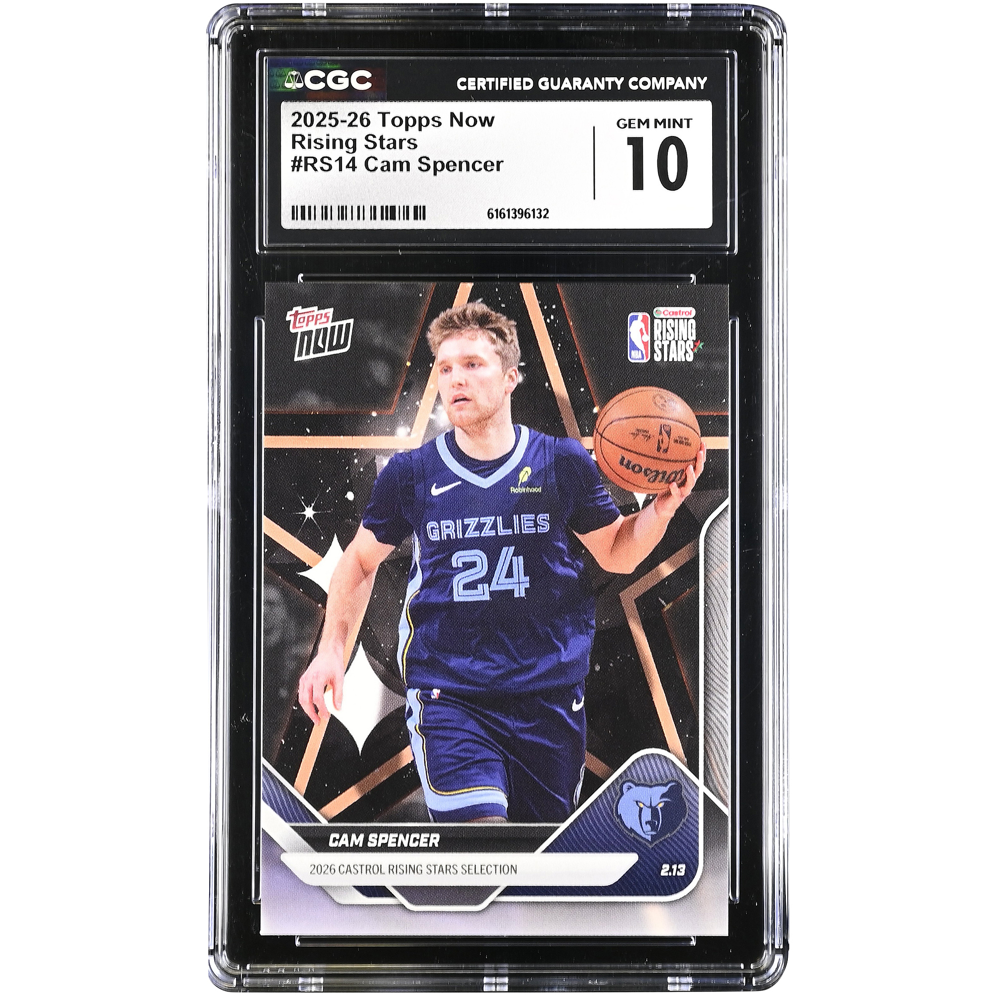 Cam Spencer Memphis Grizzlies 2025-26 Topps Now Rising Stars #RS14 CGC Authenticated 10 Card
