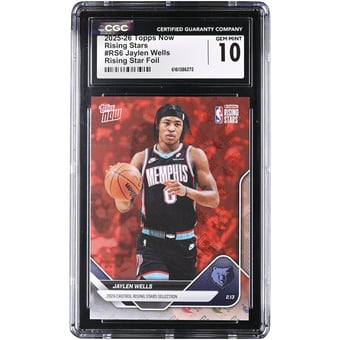Jaylen Wells Memphis Grizzlies 2025-26 Topps Now Rising Stars Foil #RS6 CGC Authenticated 10 Card
