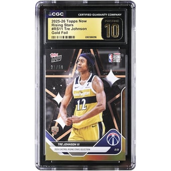 Tre Johnson III Washington Wizards 2025-26 Topps Now Rising Stars Gold Foil #RS11 #/50 CGC Authenticated PRISTINE 10 Card