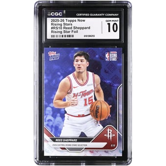 Reed Sheppard Houston Rockets 2025-26 Topps Now Rising Stars Foil #RS10 CGC Authenticated 10 Card