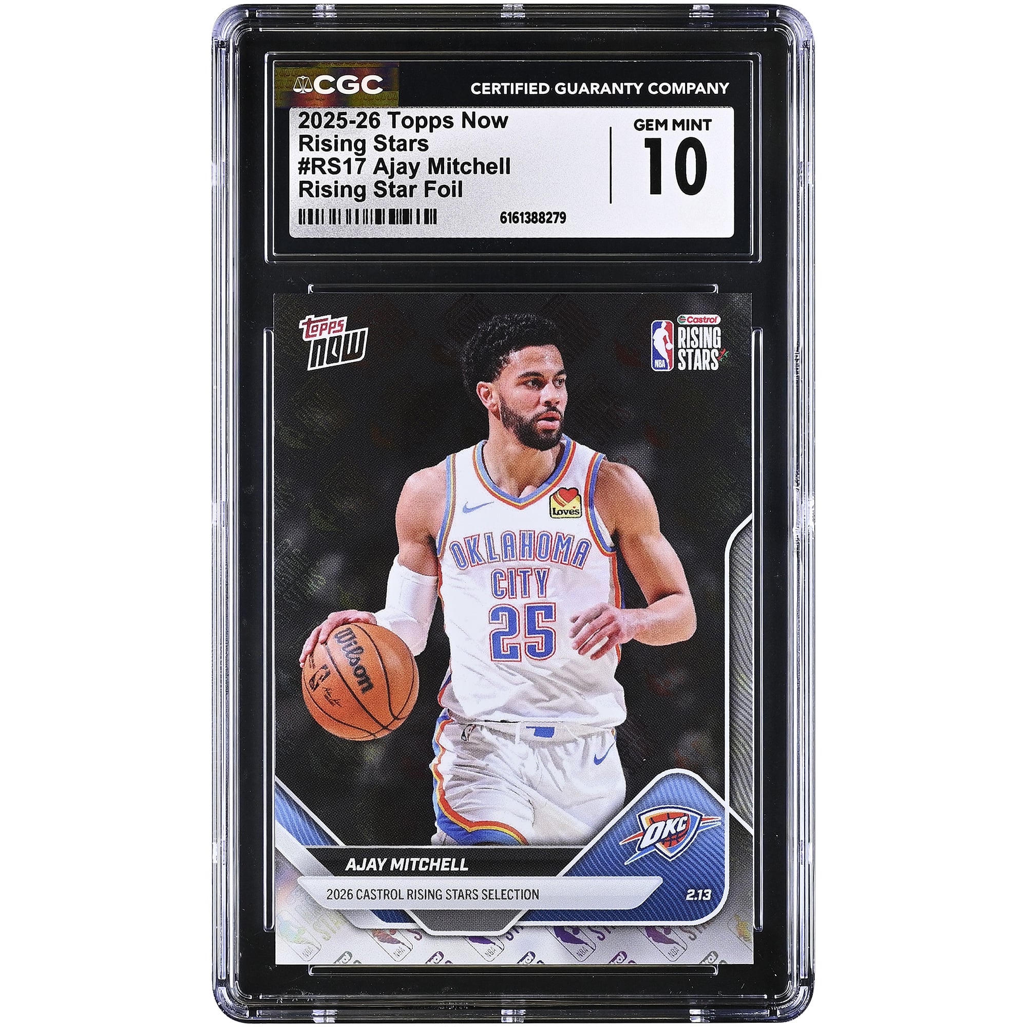 Ajay Mitchell Oklahoma City Thunder 2025-26 Topps Now Rising Stars Foil #RS17 Tarjeta autenticada por CGC (10 unidades)