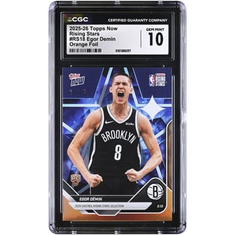 Egor Demin Brooklyn Nets 2025-26 Topps Now Rising Stars Orange Foil #RS18 #/25 CGC Authenticated 10 Rookie Card