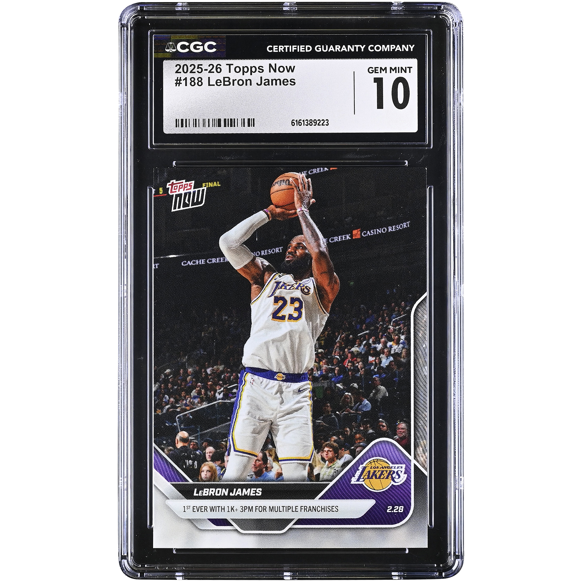 LeBron James Los Angeles Lakers 2025-26 Topps Now 1st Ever with 1K+ 3PM for Multiple Franchises #188 CGC Authenticated Card