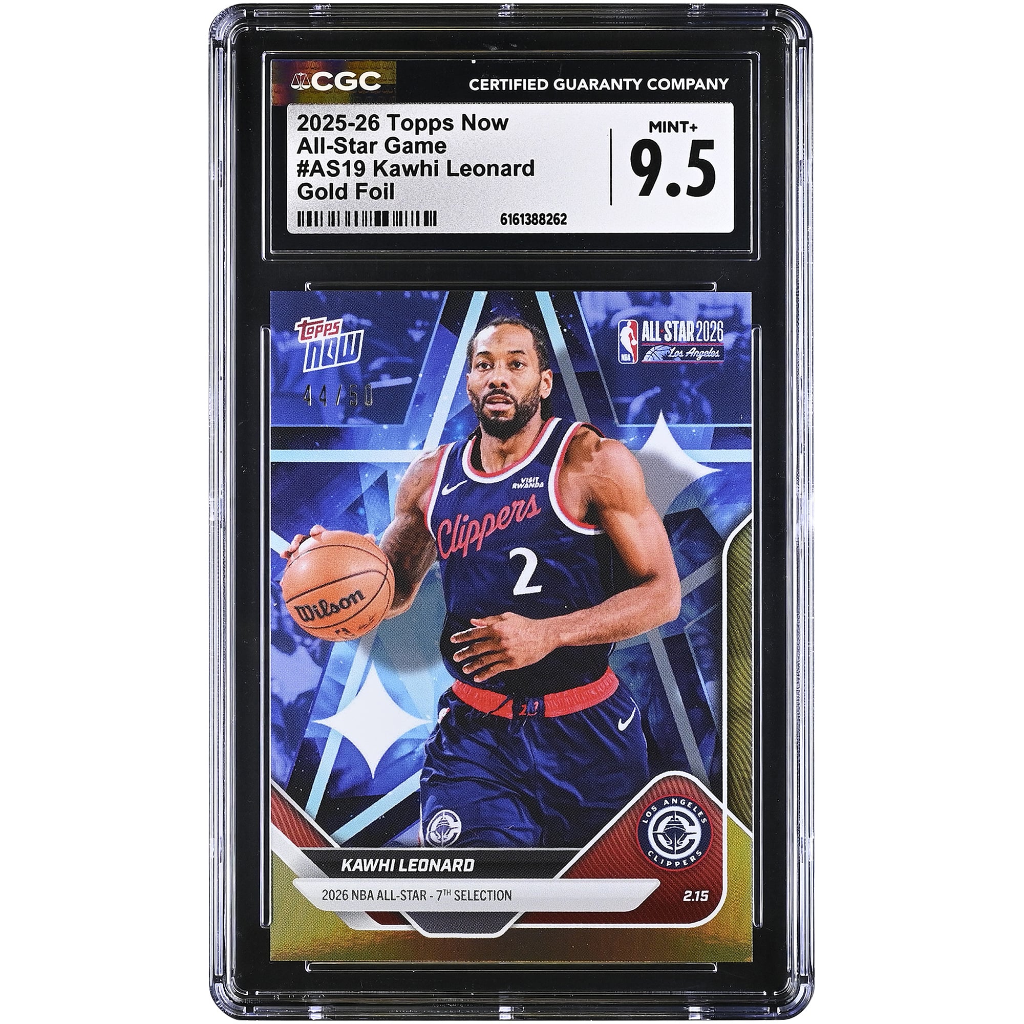 Kawhi Leonard LA Clippers 2025-26 Topps Now All-Star Game Gold Foil #AS19 #/50 CGC Authenticated 9.5 Card. rookie card picture