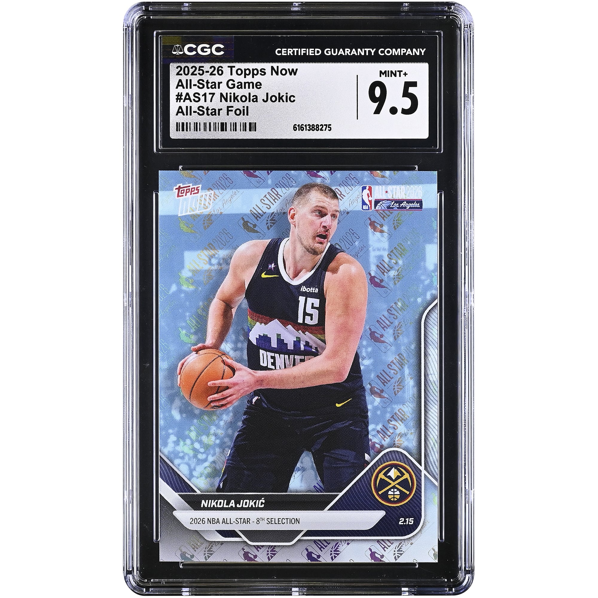 Nikola Jokić Denver Nuggets 2025-26 Topps Now All-Star Foil #AS17 CGC Authenticated 9.5 Card. rookie card picture