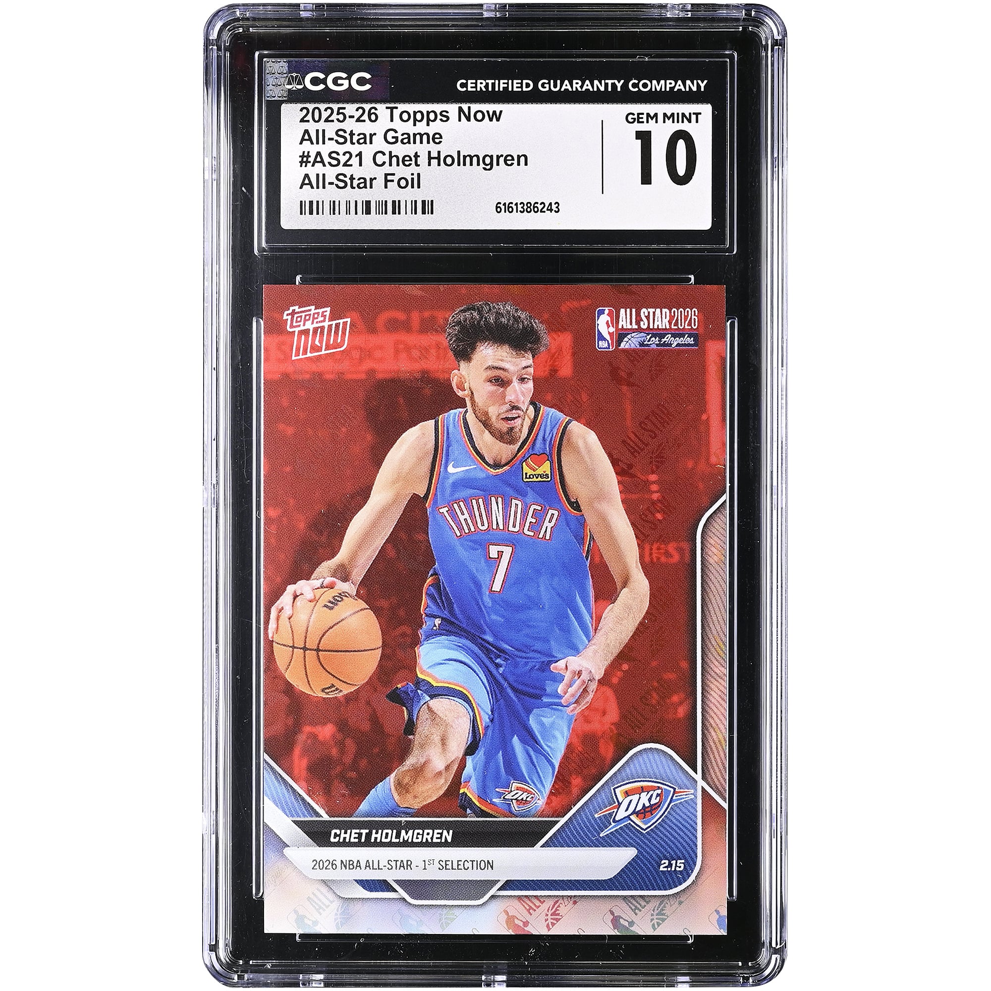 Chet Holmgren Oklahoma City Thunder 2025-26 Topps Now All-Star Foil #AS21 CGC Authenticated 10 Card. rookie card picture