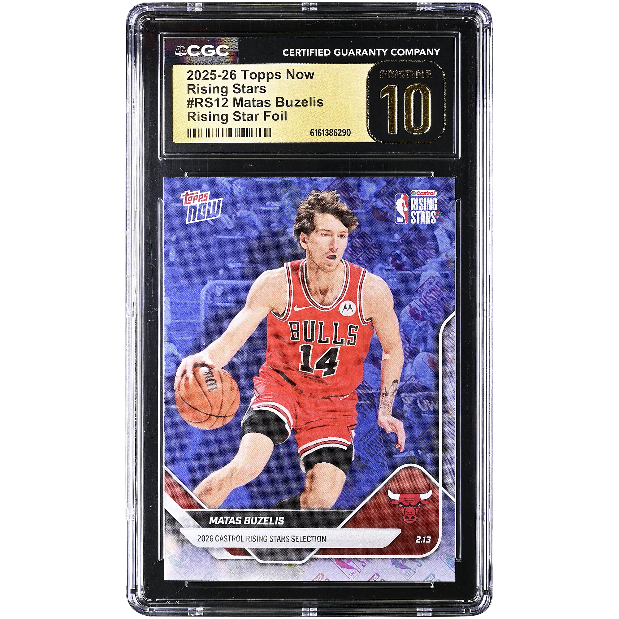 Matas Buzelis Chicago Bulls 2025-26 Topps Now Rising Stars Foil #RS12 CGC Authenticated PRISTINE 10 Card