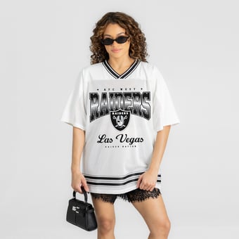 Women's Gameday Couture White Las Vegas Raiders  Squad Mentality V-Neck Sports Mesh Fashion Jersey