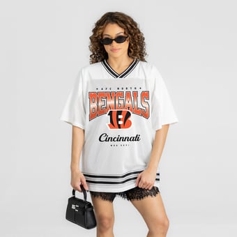 Women's Gameday Couture White Cincinnati Bengals  Squad Mentality V-Neck Sports Mesh Fashion Jersey