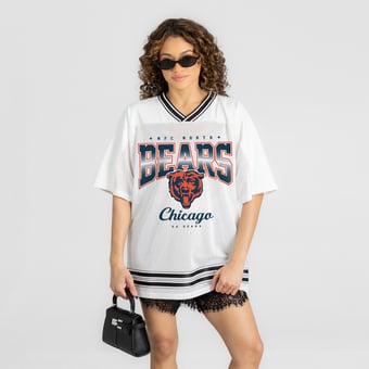 Women's Gameday Couture White Chicago Bears  Squad Mentality V-Neck Sports Mesh Fashion Jersey