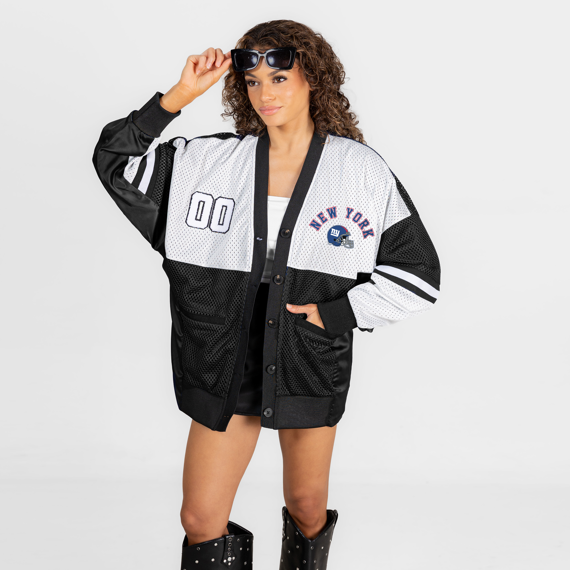 Women's Gameday Couture Black New York Giants MVP Era Satin Button-Down Cardigan