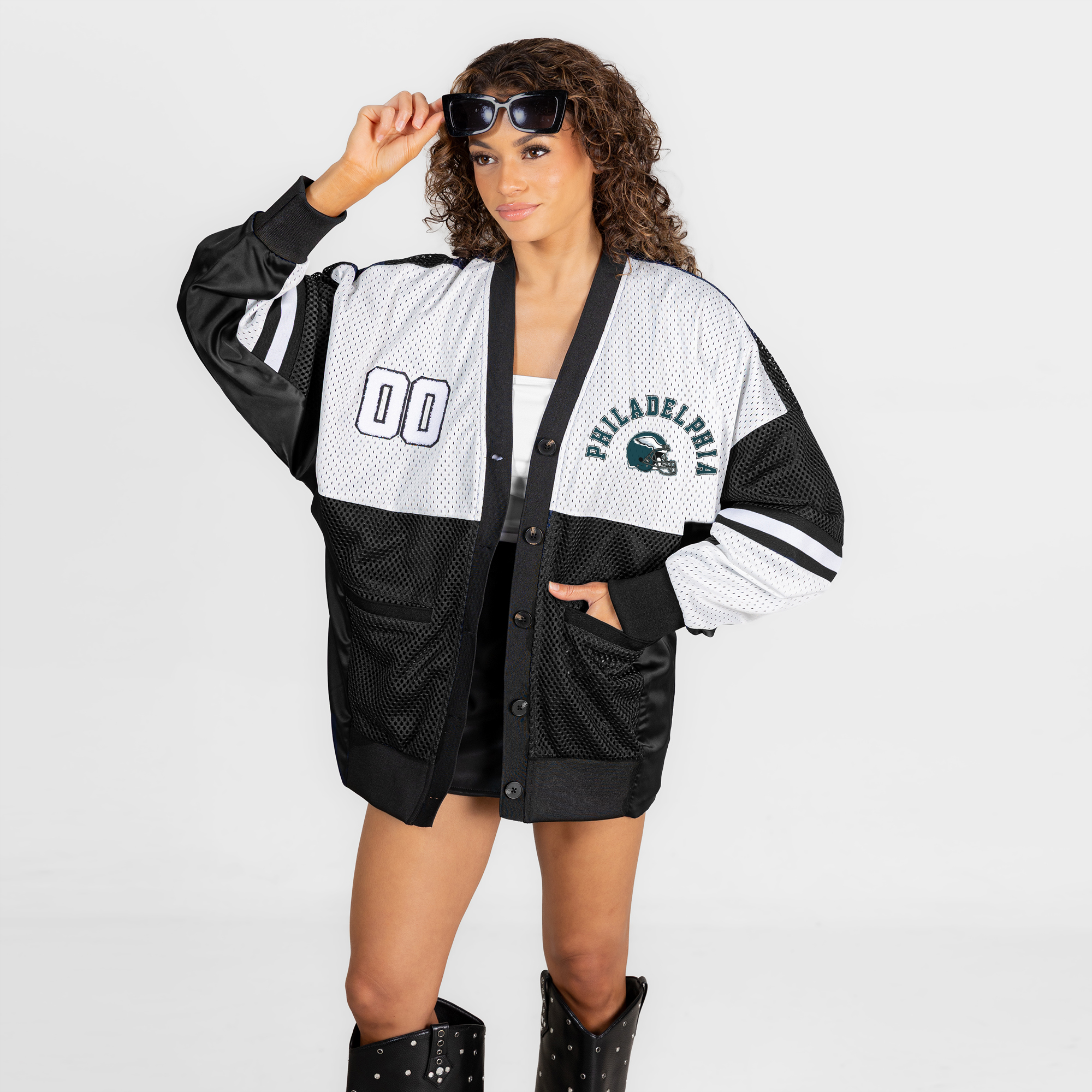 Gameday Couture Women's Black Philadelphia Eagles Mvp Era Satin Button-Down Cardigan - Black