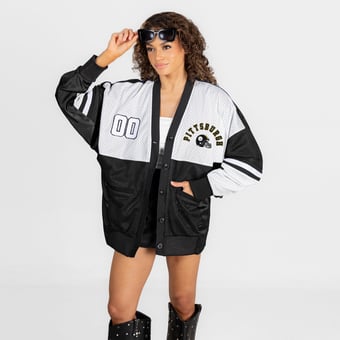 Women's Gameday Couture Black Pittsburgh Steelers  MVP Era Satin Button-Down Cardigan