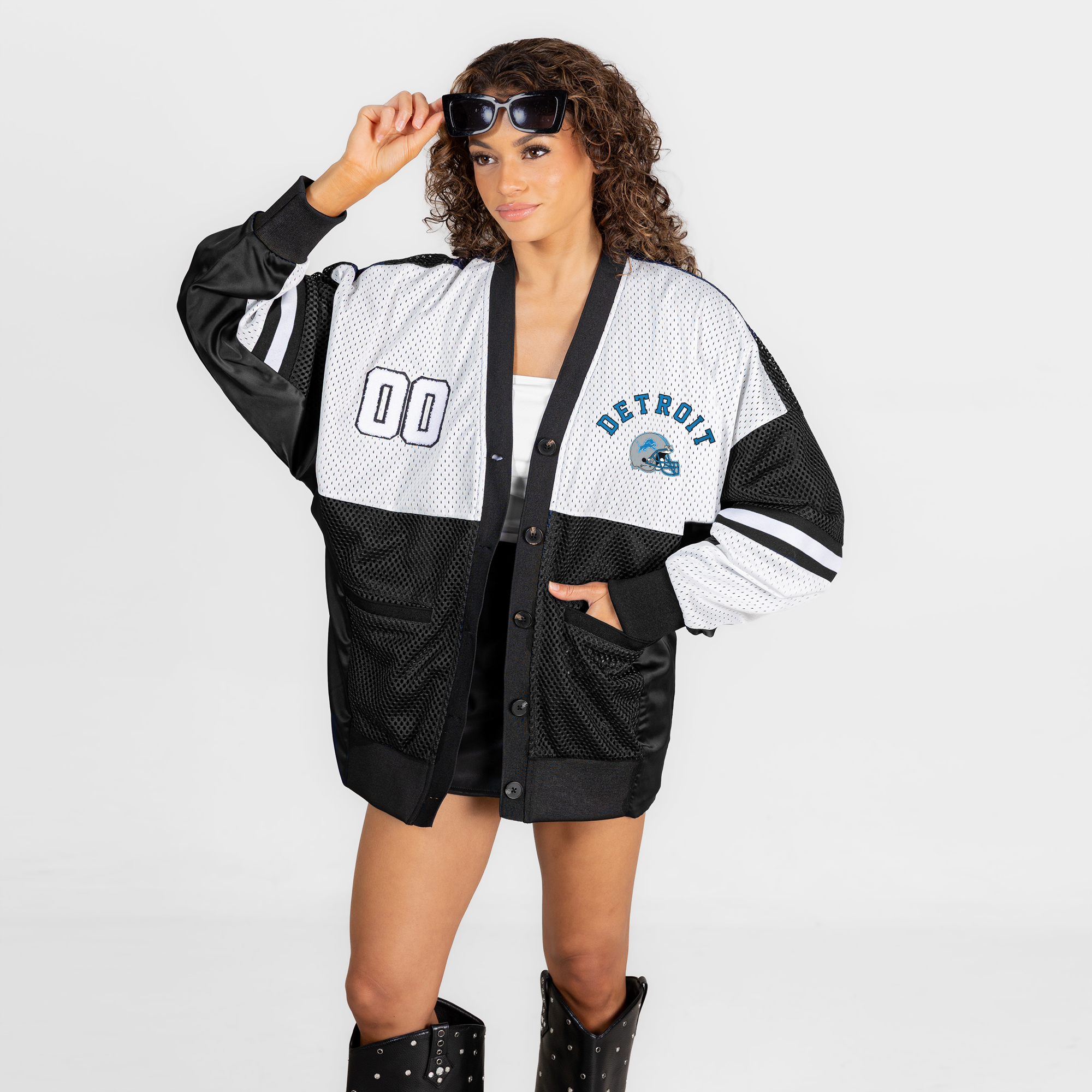 Women’s Gameday Couture Black Detroit Lions MVP Era Satin Button-Down Cardigan Women’s Gameday Couture Black Detroit Lions MVP Era Satin Button-Down Cardigan