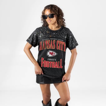 Women's Gameday Couture Black Kansas City Chiefs  In the Zone Washed Micro Rhinestone T-Shirt