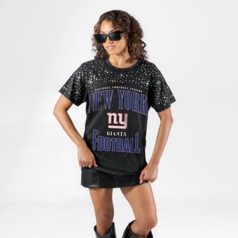 Women's Gameday Couture Black New York Giants  In the Zone Washed Micro Rhinestone T-Shirt