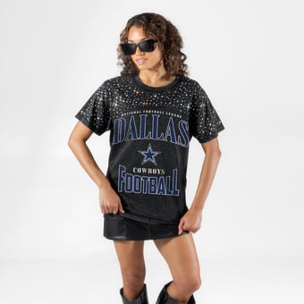 Women's Gameday Couture Black Dallas Cowboys  In the Zone Washed Micro Rhinestone T-Shirt