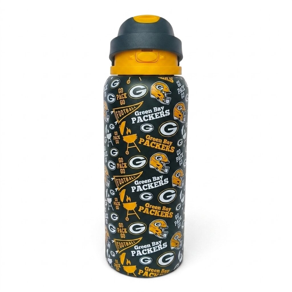 Pegasus Green Bay Packers 32oz. Game Day Pennant Stainless Steel ProPress Water Bottle