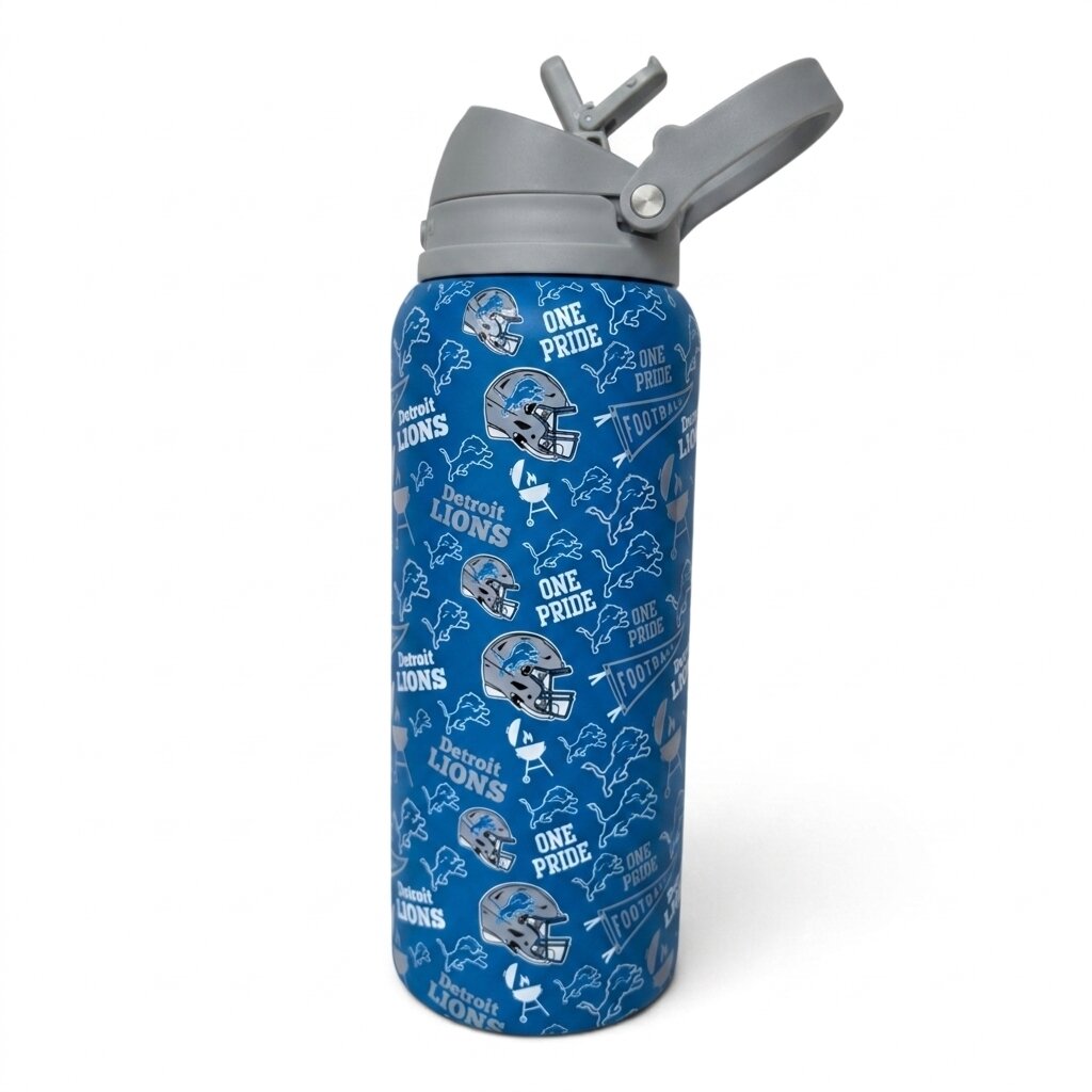Pegasus Detroit Lions 32oz. Game Day Pennant Stainless Steel ProPress Water Bottle