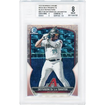 Deyvison De Los Santos Arizona Diamondbacks 2023 Bowman Chrome Mega Box Prospects Black Refractor #BCP-158 #1/1 BGS Authenticated 8 Card - 9,8,8,8.5 Subgrades