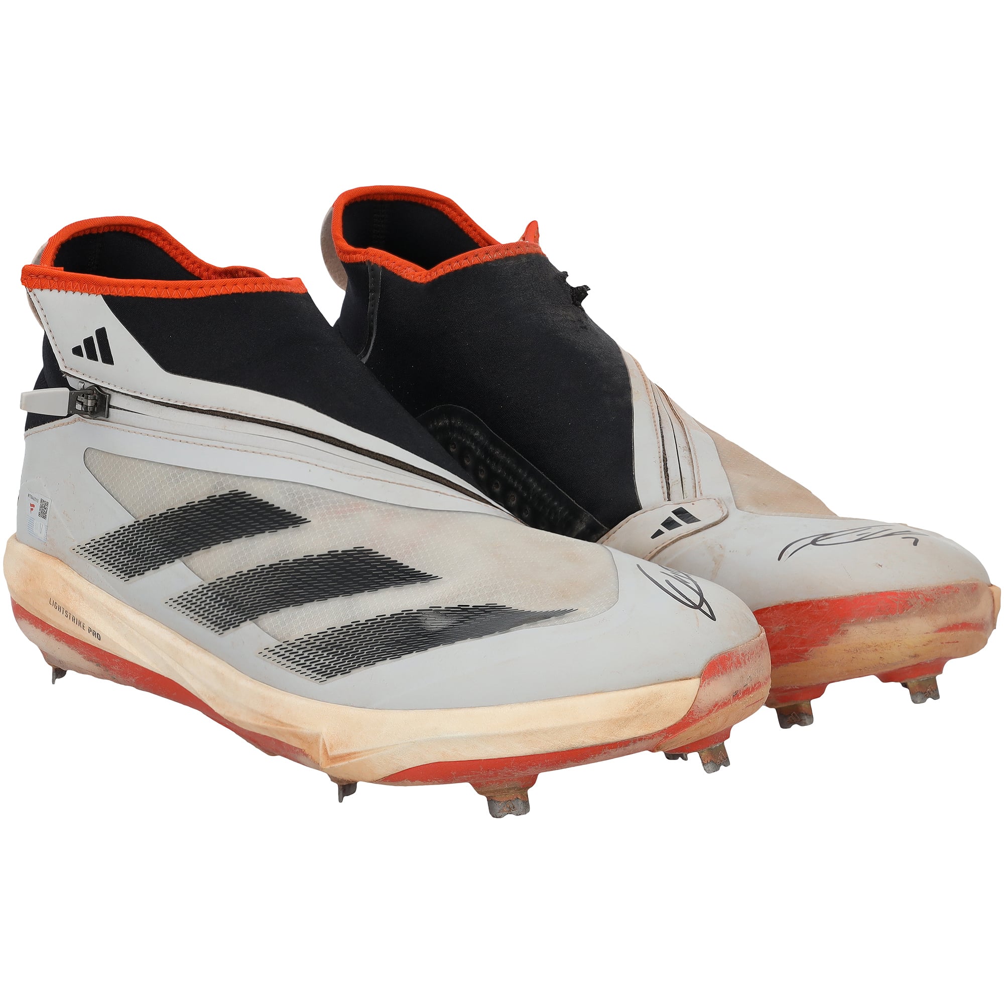 Scarpe da gioco Adidas grigie/nere autografate da Jackson Holliday dei Baltimore Orioles, indossate durante la stagione MLB 2025 - NF70442512-13