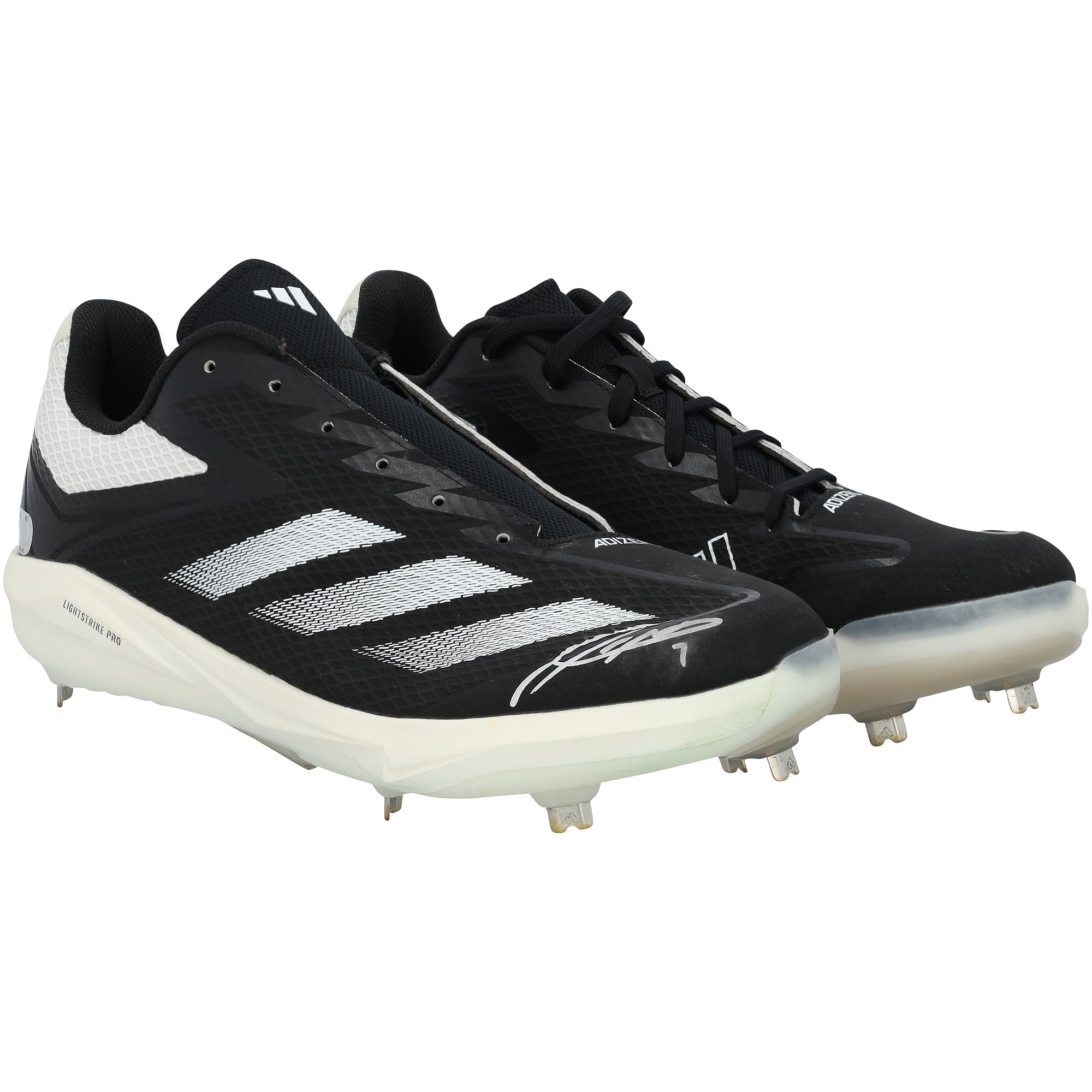 Scarpe da gioco Adidas nere autografate da Jackson Holliday dei Baltimore Orioles, indossate durante la stagione MLB 2025 - NF70442514-15