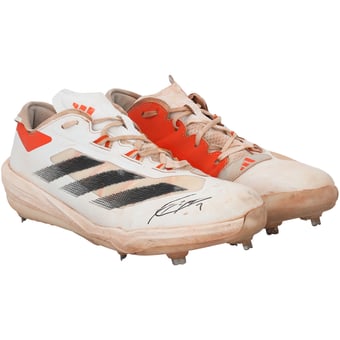 Jackson Holliday Baltimore Orioles Autographed Game-Used White/Orange adidas Cleats vs. Toronto Blue Jays on July 30, 2025