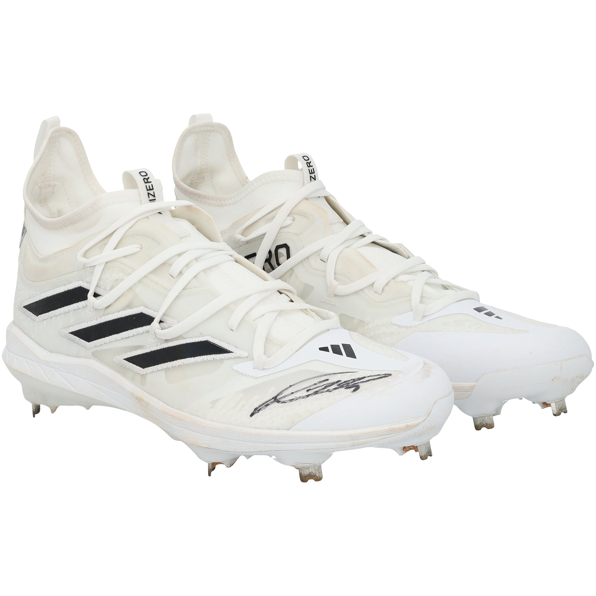 Scarpe da gioco Adidas bianche autografate da Jackson Holliday dei Baltimore Orioles, indossate durante la stagione MLB 2025 - NF70442484-85
