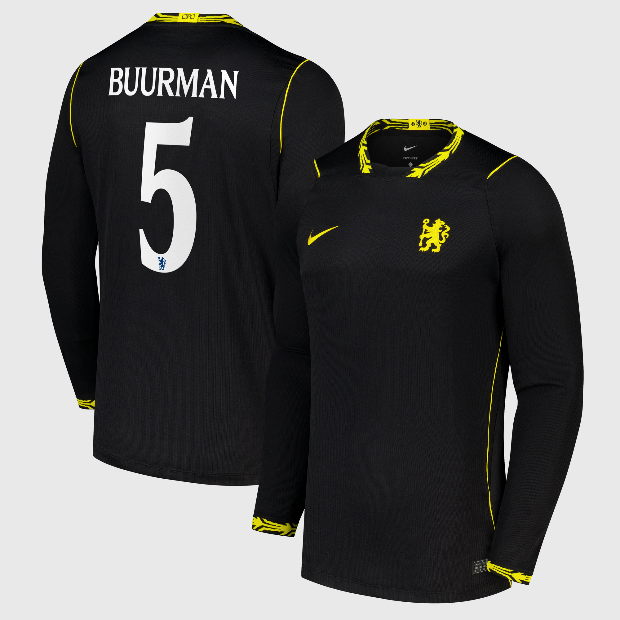Chelsea Cup Nike Away Stadium Long Sleeve Shirt 2026-27 with Buurman 5 printing