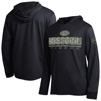 Men's Champion  Black Missouri Tigers Operation Hat Trick Camo Script Hooded Long Sleeve T-Shirt