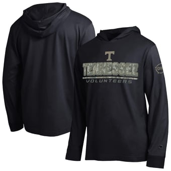 Men's Champion  Black Tennessee Volunteers Operation Hat Trick Camo Script Hooded Long Sleeve T-Shirt