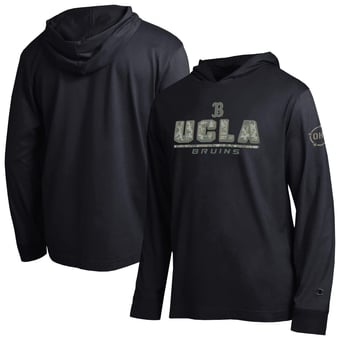 Men's Champion  Black UCLA Bruins Operation Hat Trick Camo Script Hooded Long Sleeve T-Shirt