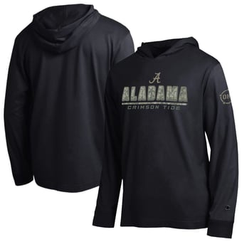 Men's Champion  Black Alabama Crimson Tide Operation Hat Trick Camo Script Hooded Long Sleeve T-Shirt